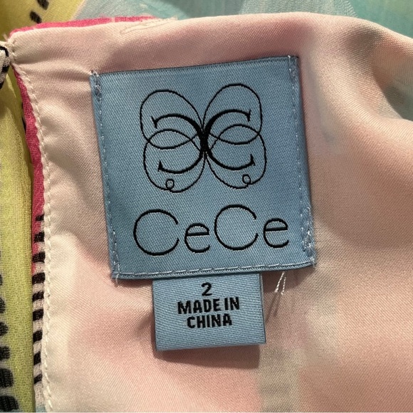 CECE Women’s Bright Argyle Print Sleeveless Flowy Tank Dress Size 2 - Picture 3 of 5